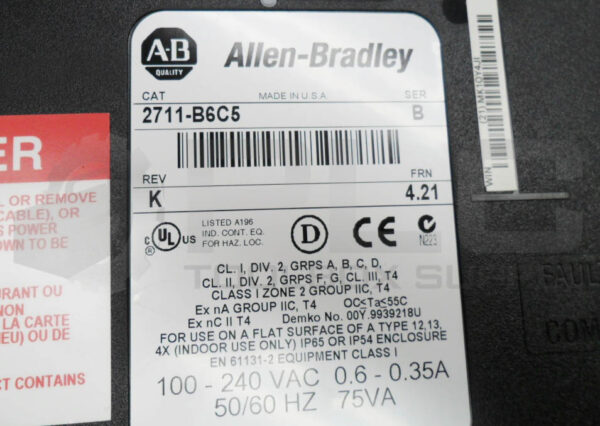 ALLEN BRADLEY 2711-B6C5 /B PANELVIEW 600 5-1/2" 100-240VAC *PARTS ONLY* - Image 6