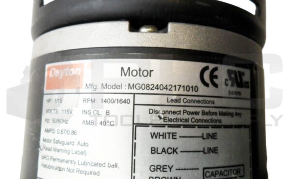 DAYTON MG0824042171010 BLOWER MOTOR 1/15HP115V 1400/1640RPM 50/60HZ 0.87/0.86A - Image 6