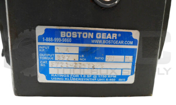 BOSTON GEAR F721-20-B5-G SPEED REDUCER 1.4HP - Image 6