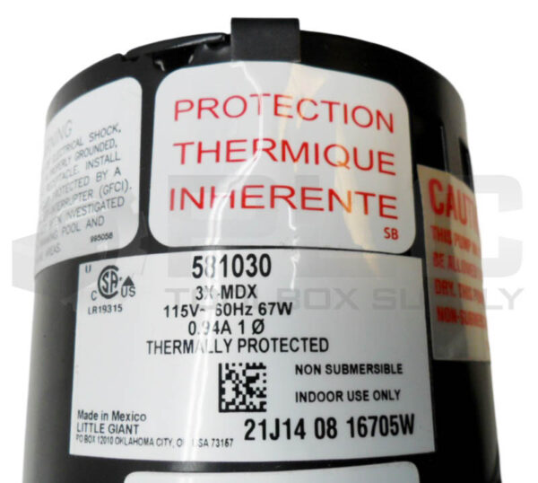 NEW LITTLE GIANT 581030 MAGNETIC DRIVE PUMP 115V 60HZ 0.94A - Image 6