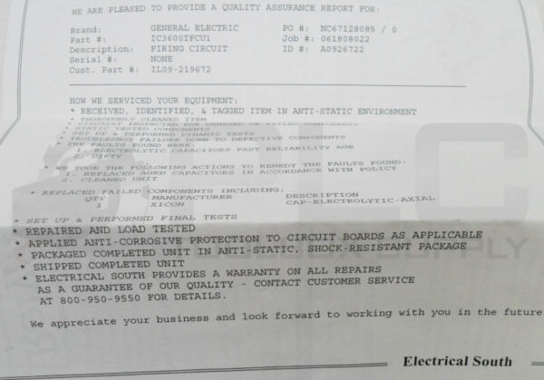 REPAIRED GENERAL ELECTRIC IC3600TFCU1A CIRCUIT BOARD IC3600TFCU1 - Image 6