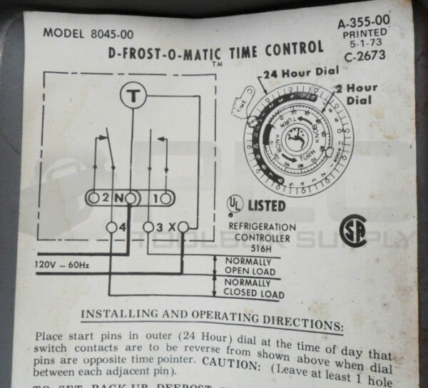 PARAGON 8045-00 D-FROST-O-MATIC TIME CONTROL 120V 60HZ 40A  8045-0 - Image 5