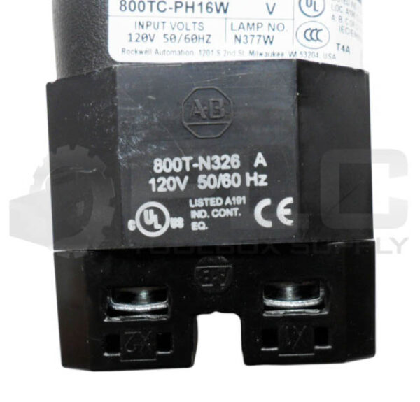ALLEN BRADLEY 800TC-PH16W /V PILOT LIGHT WHITE W/ 800T-N326 /A COIL 120V 50/60HZ - Image 4