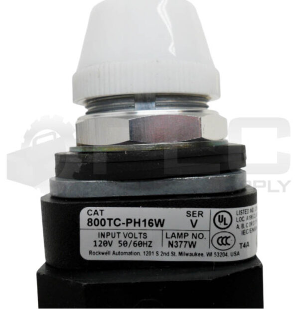 ALLEN BRADLEY 800TC-PH16W /V PILOT LIGHT WHITE W/ 800T-N326 /A COIL 120V 50/60HZ - Image 5
