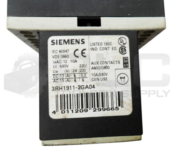 NEW SIEMENS 3RH1140-2AF00 AUXILIARY CONTACTOR W/ 3RH1911-2GA04 *READ* - Image 5