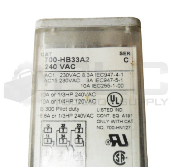 LOT OF 3 ALLEN BRADLEY 700-HB33A2 /C RELAY 240VAC 10A - Image 5