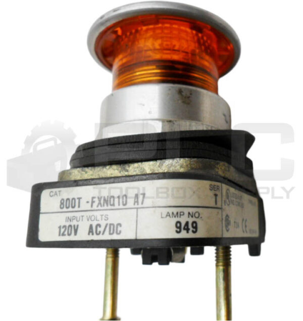 ALLEN BRADLEY 800T-FXNQ10A7 /T PUSH BUTTON MUSHROOM AMBER 120V AC/DC - Image 4