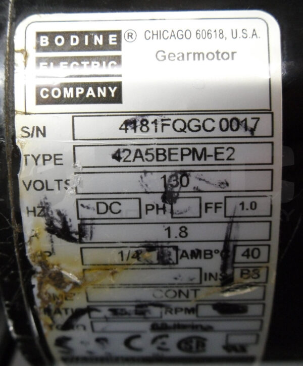 BODINE ELECTRIC 42A5BEPM-E2 WITH RIGHT ANGLE GEAR MOTOR - Image 7