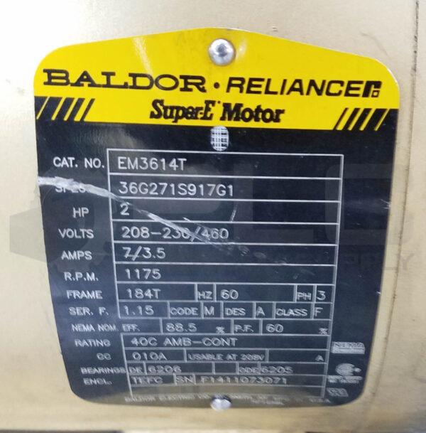 BALDOR EM3614T MOTOR 2HP 3PH 1175RPM FR: 184T 36G271S917G1 - Image 4