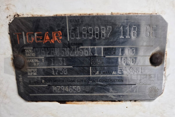 DODGE TIGEAR MZ94650 GEAR REDUCER 1.31HP 1750RPM 6189887 118 GE - Image 6