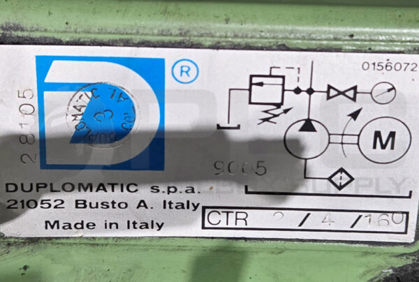 DUPLOMATIC S.P.A CTR 2/4/160 HYDRAULIC POWER UNIT W/ LAFERT 90LS4 MOTOR - Image 7
