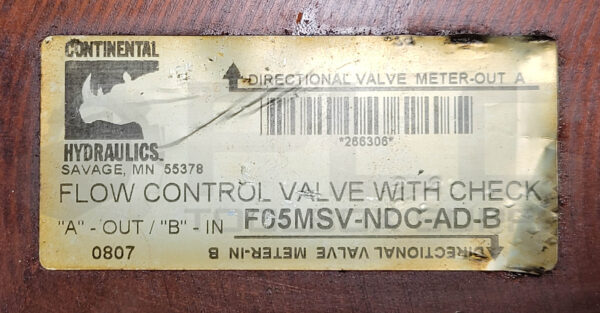 CONTINENTAL HYDRAULICS F05MSV-NDC-AD-B FLOW CONTROL VALVE DIRECTIONAL - Image 3