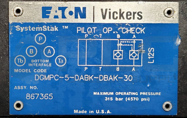 EATON VICKERS DGMPC-5-DABK-DBAK-30 PILOT OPERATED CHECK VALVE - Image 3