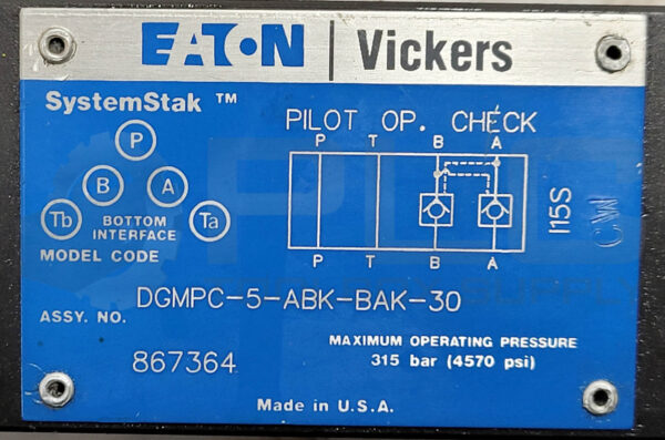 VICKERS DGMPC-5-ABK-BAK-30 PILOT OPERATED CHECK VALVE - Image 3