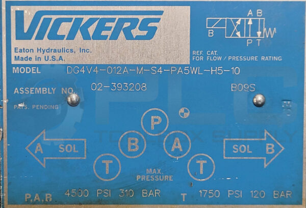 VICKERS DG4V4-012A-M-S4-PA5WL-H5-10 DIRECTIONAL SOLENOID VALVE 4500/1750PSI - Image 5