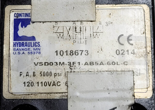CONTINENTAL HYDRAULICS VSD03M-3F1-AB5A-60L-C DIRECTIONAL CONTROL VALVE - Image 4