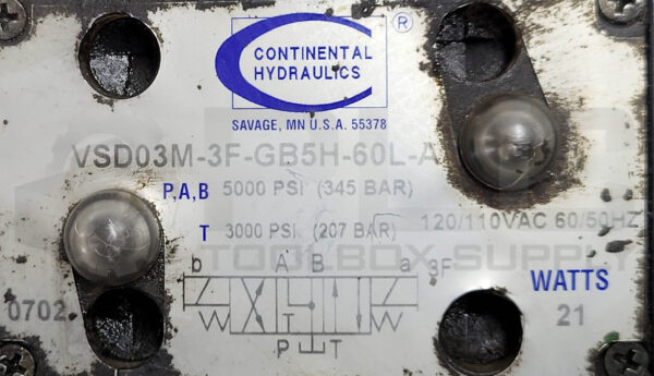 CONTINENTAL HYDRAULICS VSD03M-3F-GB5H-60L-A DIRECTIONAL CONTROL VALVE - Image 4