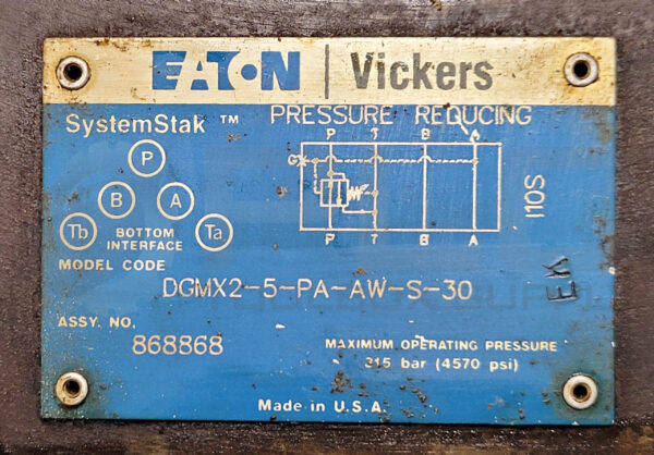EATON VICKERS DGMX2-5-PA-AW-S-30 PRESSURE REDUCING VALVE 868868 - Image 3