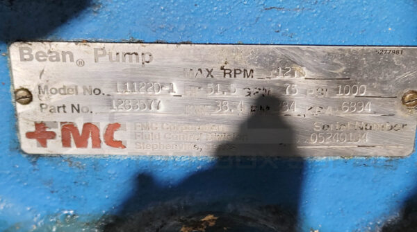 FMC L1122D-1 BEAN PUMP 1275RPM 51.5HP 38.4KW 75GPM 1000PSI W/ 13" FLYWHEEL - Image 8