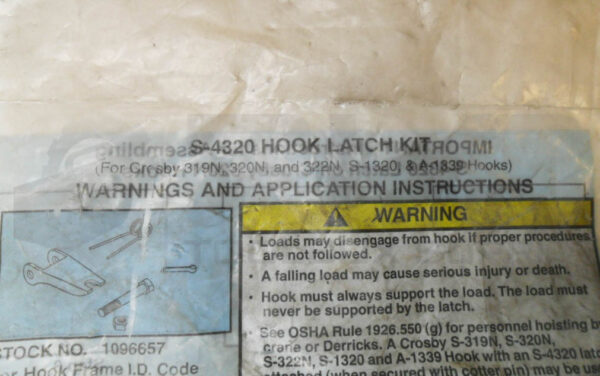 SEALED NEW CROSBY 1096657 HOOK LATCH KIT 3/8" DIA 3" L S-4320 *READ* - Image 4