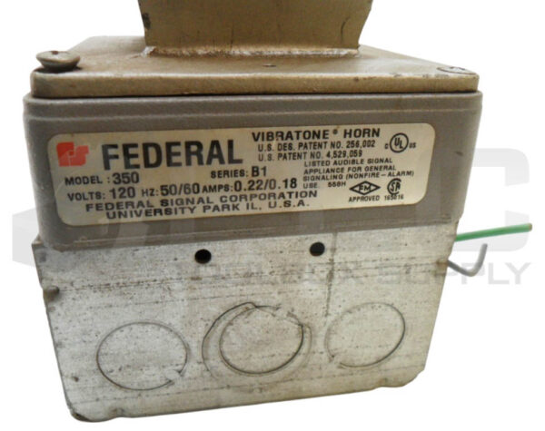 FEDERAL SIGNAL 350 /B1 VIBRATON HORN 120V 50/60HZ 0.22/0.18A - Image 5