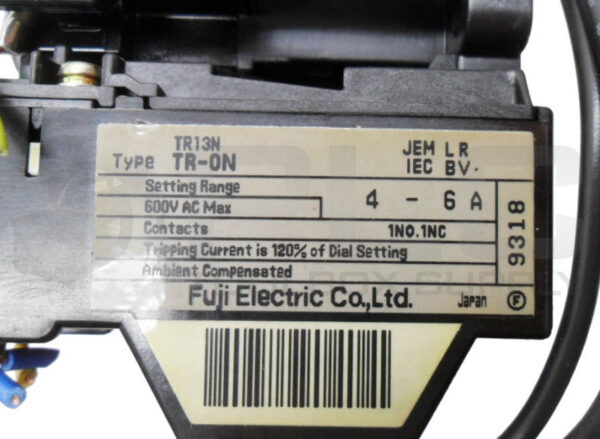 FUJI ELECTRIC SC-05 CONTACTOR 600V 13A W/ TR-0N OVERLOAD RELAY 4-6A 600VAC - Image 4