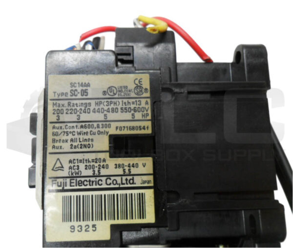 FUJI ELECTRIC SC-05 CONTACTOR 600V 13A W/ TR-0N OVERLOAD RELAY 4-6A 600VAC - Image 5