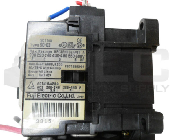 FUJI ELECTRIC SC-03 CONTACTOR 11A600V W/ TR-0N/3 OVERLOAD RELAY 7-11A 600VAC - Image 5