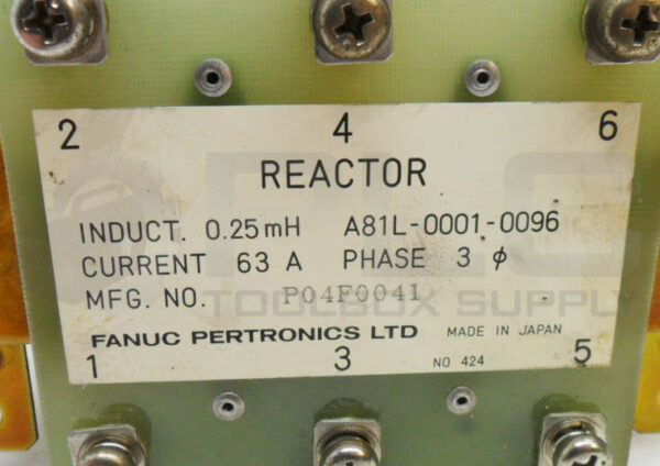 FANUC A81L-0001-0096 REACTOR 3PH 63A P04F0041 - Image 5