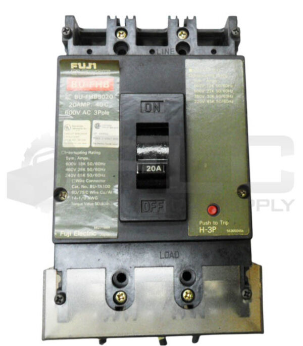 FUJI ELECTRIC BU-FHB3020 CIRCUIT BREAKER 20A 600VAC 3 POLE - Image 2