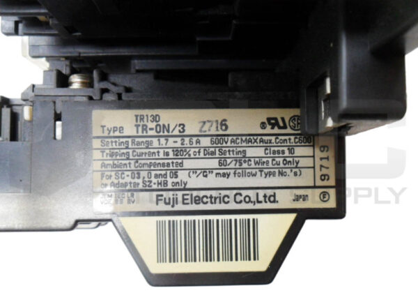 FUJI ELECTRIC SJ-0G CONTACTOR 24VDC 15A 200-440V W/ TR-0N/3 OVERLOAD RELAY TR13D - Image 5