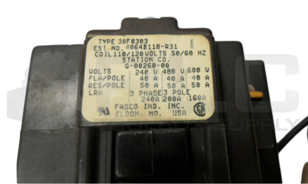 FASCO 30E030 MAGNETIC CONTACTOR 110-120V 50/60HZ 30A W/ RG1986-8-3 CAPACITOR - Image 6