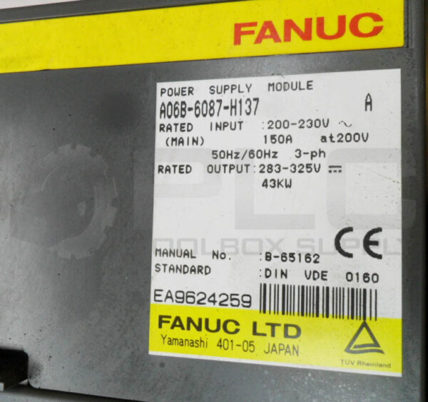 FANUC A06B-6087-H137 /A POWER SUPPLY MODULE 200-230V 150A 50/60HZ - Image 7