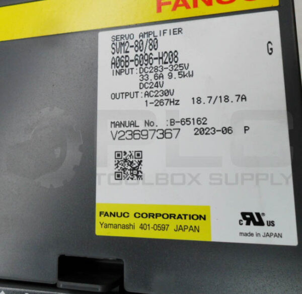 FANUC A06B-6096-H208 /G SERVO AMPLIFIER 283-325V 33.6A SVM2-80/80 - Image 6