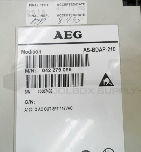 LOT OF 2 AEG MODICON AS-BDAP-210 TSX COMPACT MODULE 8PT 115VAC - Image 6