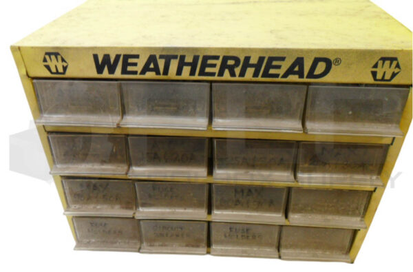 WEATHERHEAD 16 DRAWER METAL CABINET W/ NEW ASSORTED AUTOMOTIVE FUSES 5-30A - Image 2