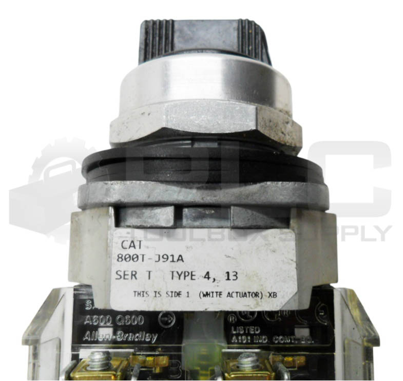 ALLEN BRADLEY 800T-J91A /T SELECTOR SWITCH W/ 800T-XA /D CONTACT BLOCK ...