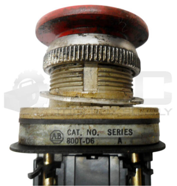 ALLEN BRADLEY 800T-D6 /A PUSH BUTTON RED MUSHROOM W/ 800T-XA /C CONTACT BLOCK - Image 5