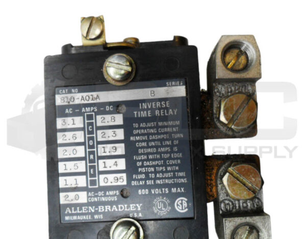 ALLEN BRADLEY 810-A01A /B INVERSE TIME RELAY 3.1A 600V - Image 5