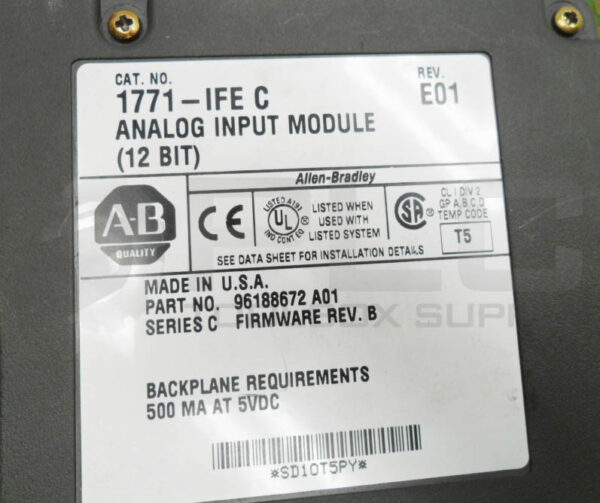 ALLEN BRADLEY 1771-IFE /C ANALOG INPUT MODULE 12 BIT 5VDC - Image 4