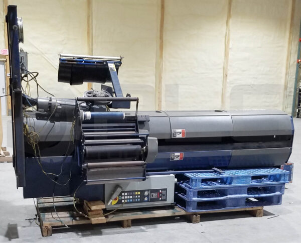 LANTECH Q-600 AUTOMATIC TURNTABLE STRETCH WRAPPER MACHINE AND CABINET