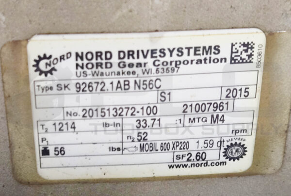 NORD GEAR SK92672.1AB N56C W/ MARATHON Y535 MOTOR & FESTO DSBC-63-160-PPVA-N3 - Image 9