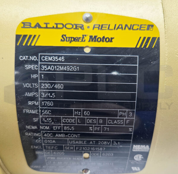 NEW BALDOR CEM3546 MOTOR 3PH 1HP 1760RPM W/ OBERDORFER OBN992C-N97 FP595899 - Image 6