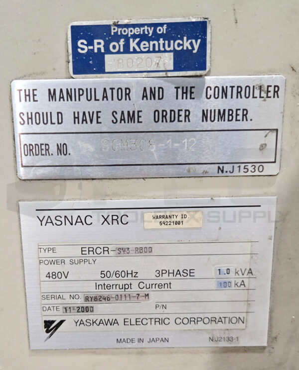 YASKAWA ELECTRIC YR-SV3-J12 ROBOT W/ YASNAC XRC ERCR-SV3-RB00 CONTROLLER CABINET - Image 5