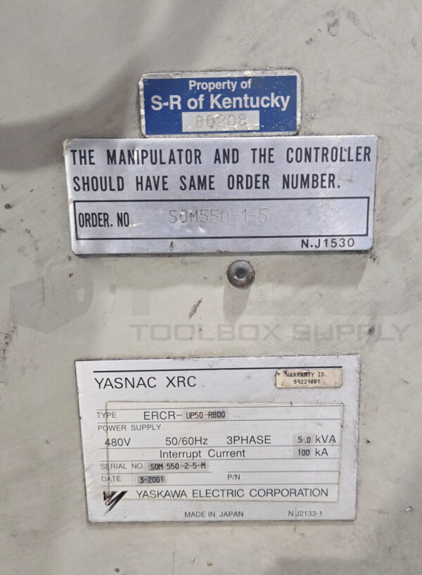 YASKAWA YR-UP50-A02 ROBOT W/ YASNAC XRC ERCR-UP50-RB00 CONTROLLER CABINET - Image 6