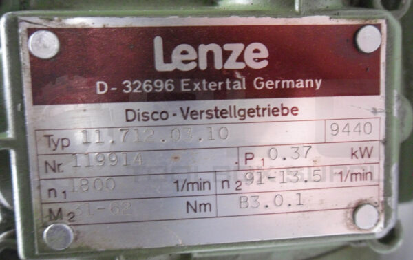 LENZE **.602.10.1.2 GEARBOX RATIO: 12.5 W/ 11.712.03.10 DRIVE & 4AP71-4 MOTOR - Image 6