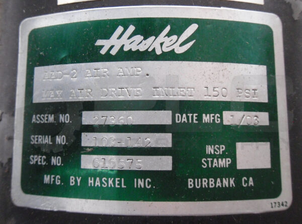 HASKEL AAD-2 AIR AMPLIFIER 150PSI, 27360 - Image 8
