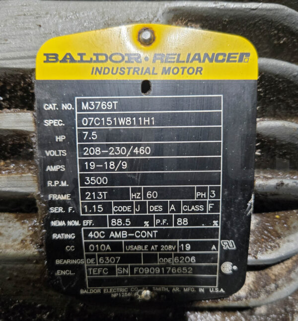 NEW YORK BLOWER E02437 100 PRESSURE BLOWER 950CFM 3500RPM W/ BALDOR MOTOR - Image 5