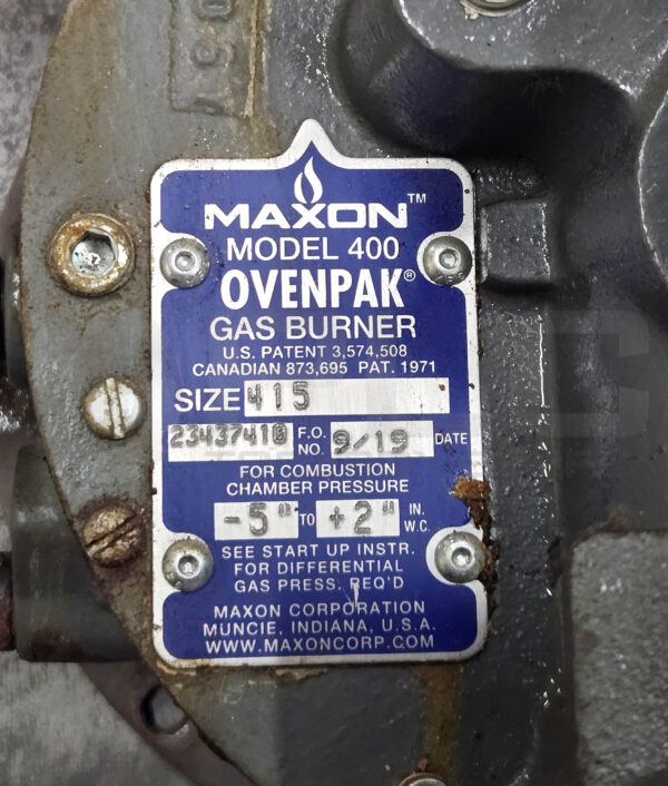 MAXON 400 OVENPAK GAS BURNER SIZE: 415 W/ BALDOR M3457 MOTOR .33HP 3PH 3450RPM - Image 7