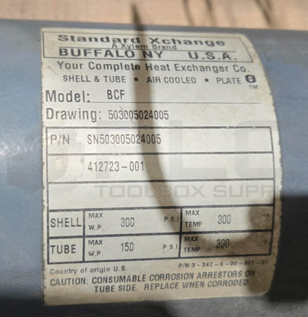 NEW STANDARD XCHANGE SN503005024005 HEAT EXCHANGER BCF SHELL W/ BALDOR CEM3546 - Image 8